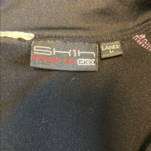 Black Ladies activewear top with partial zipper by Skin Design